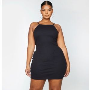 Ribbed 90's Neck Bodycon Dress